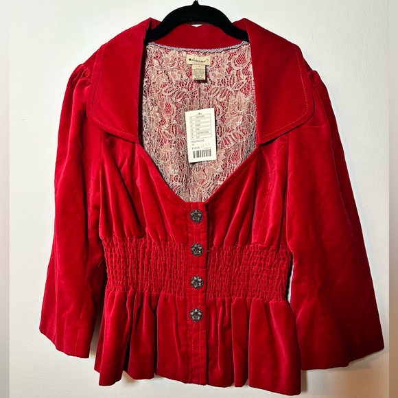 Anthropologie Tops - "Vintage" Anthropologie - Red Velvet Pin Up Style Coat